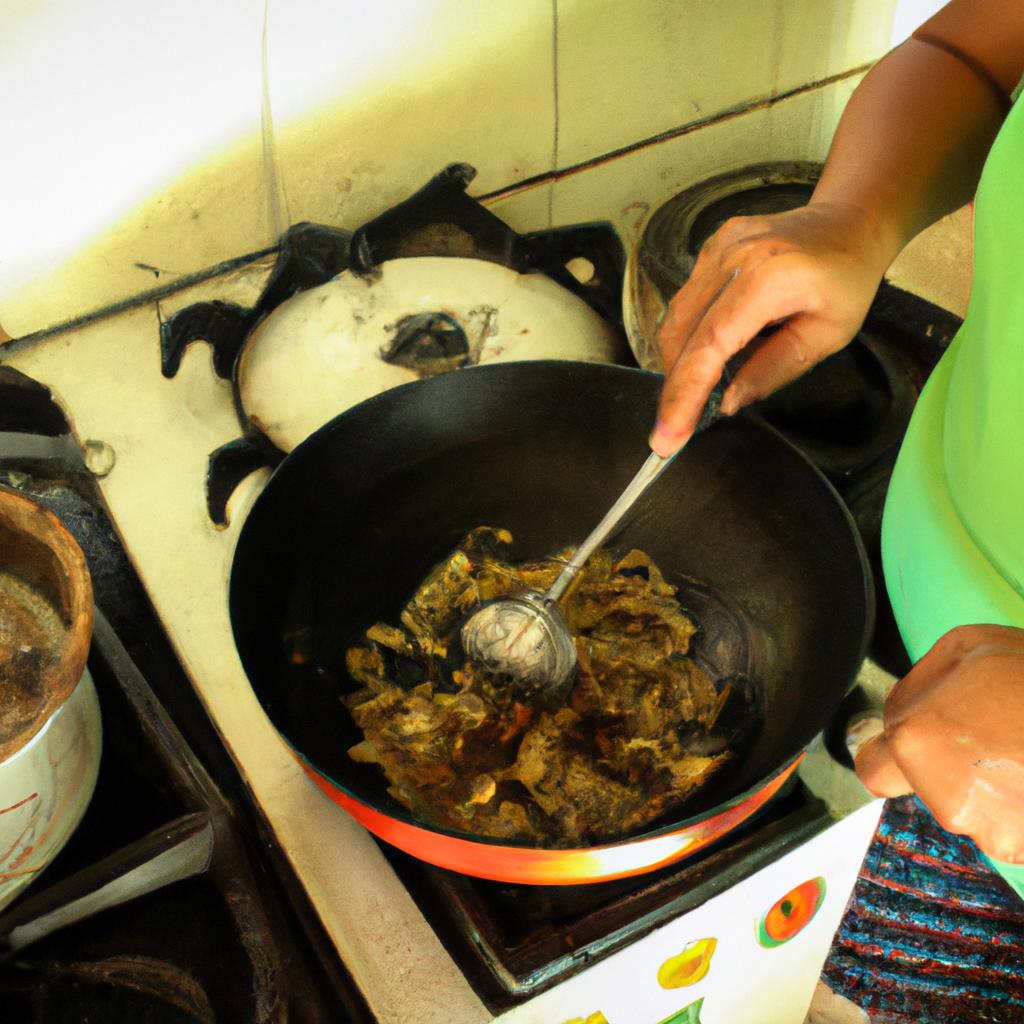Person cooking traditional Filipino dish