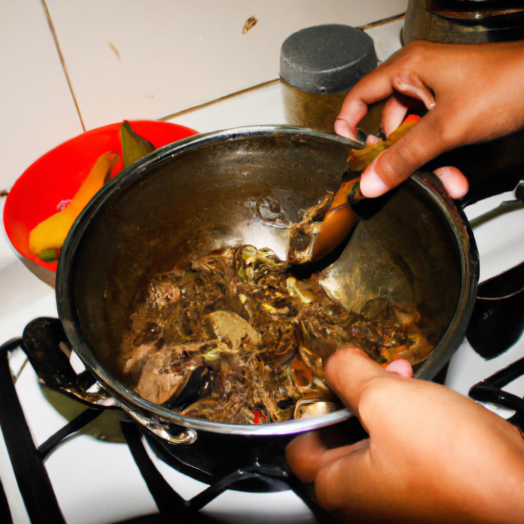 Person cooking Filipino Adobo dish