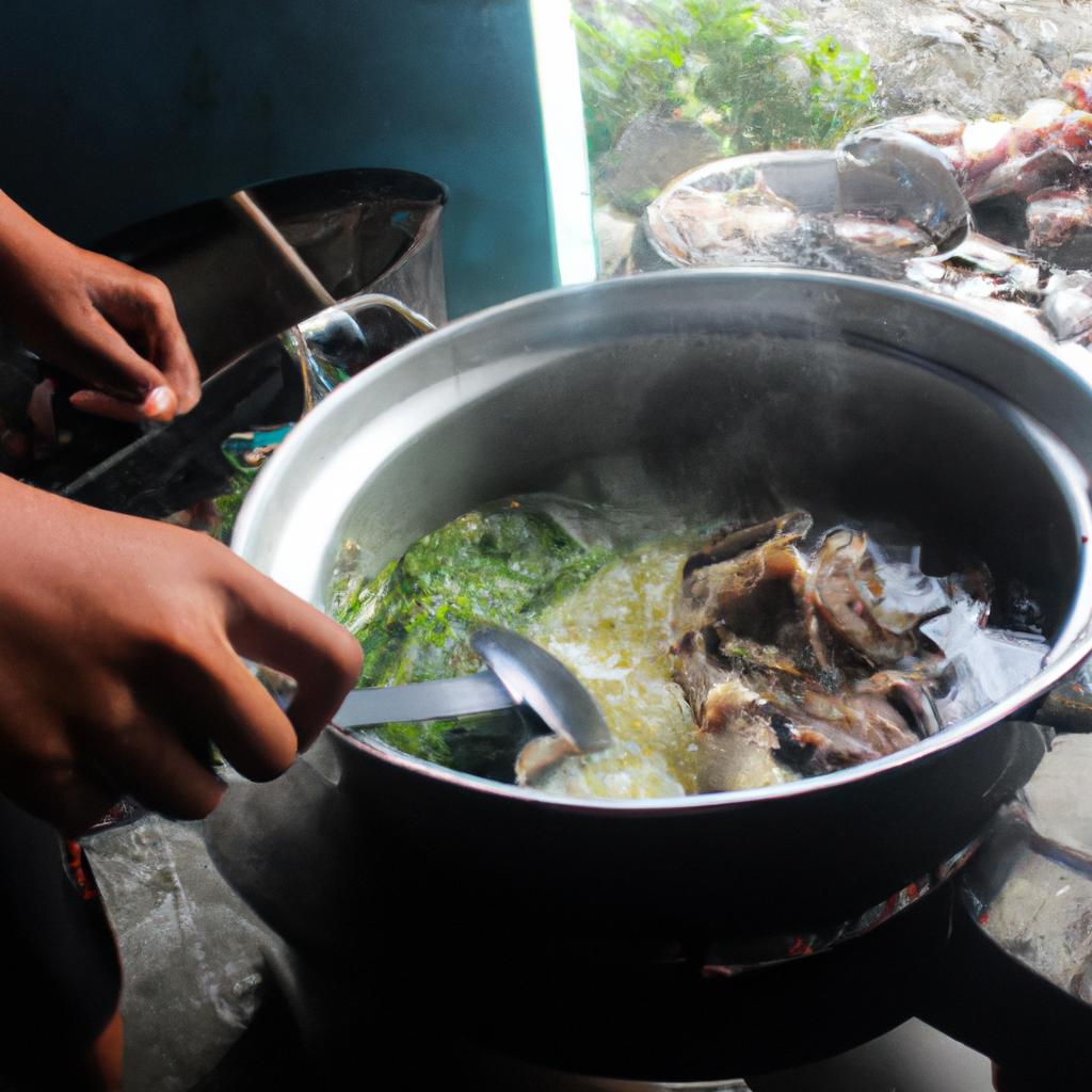Person cooking Bulalo dish